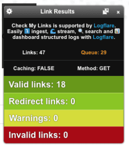 A screenshot of the Check My Links extension
